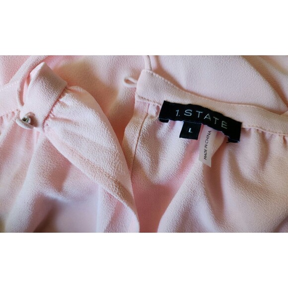 NWT 1.State High Neck Blouse Size L Pink Taffeta Off-Shoulder Demi-Sheer Party - Picture 8 of 11